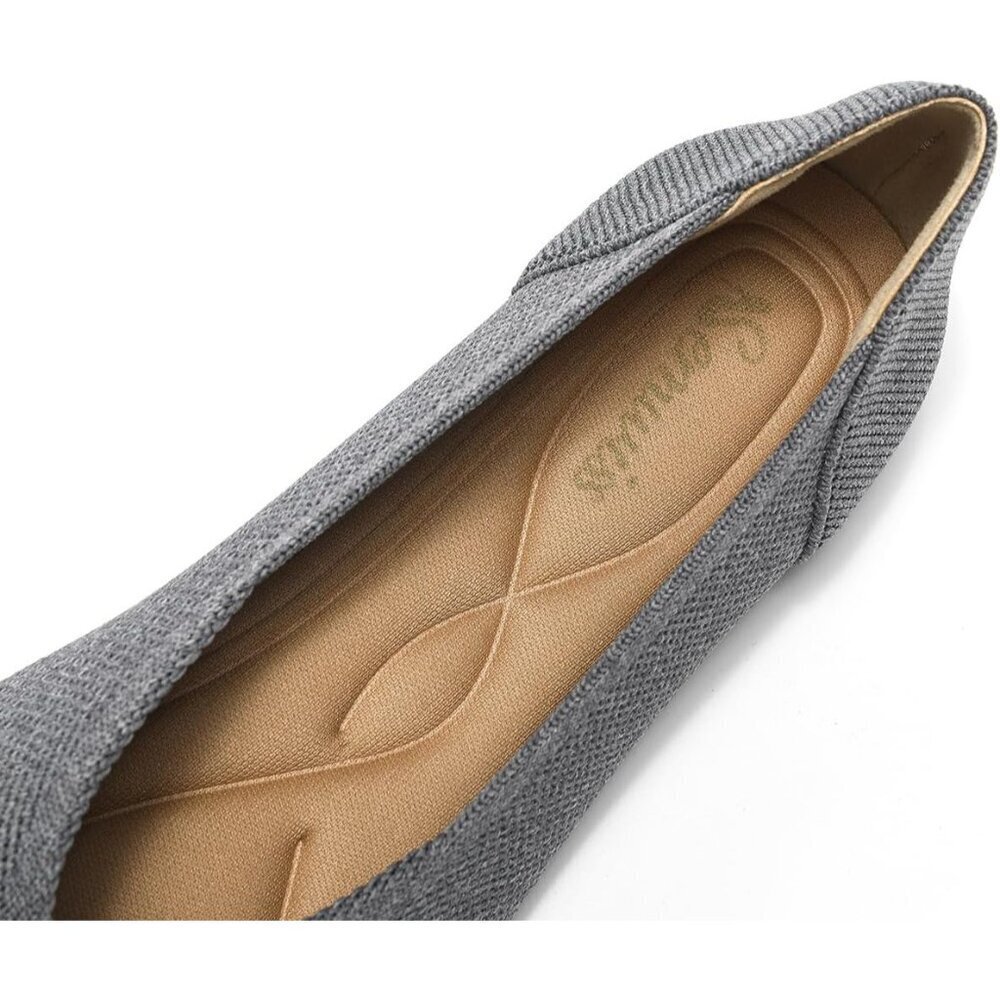 Women Pointed Toe Ballet Gray Flat Comfortable Casual Dressy Work Office Shoes - Picture 3 of 7